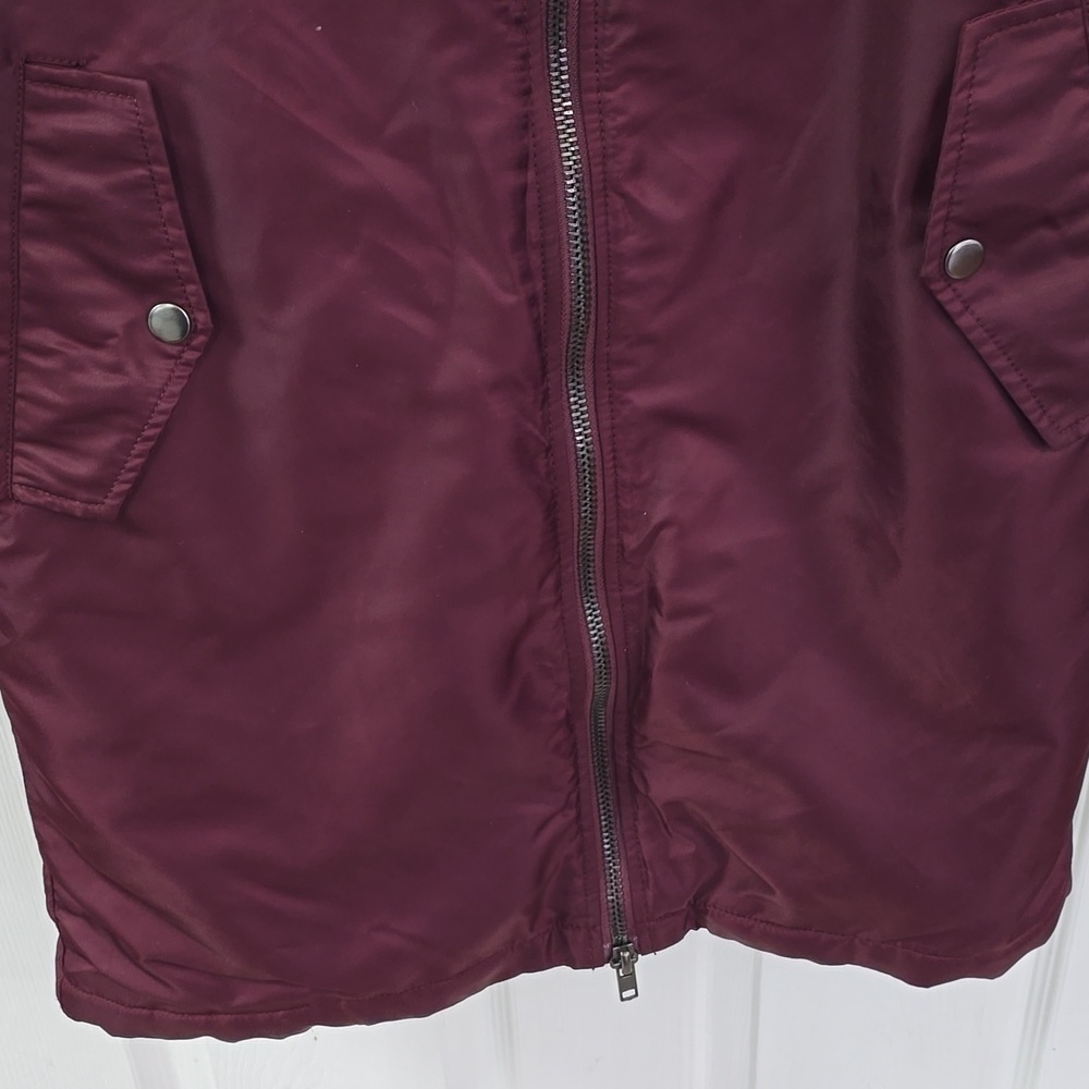 Forever 21 Men Longline Bomber Jacket Burgundy Size XS - Picture 7 of 15